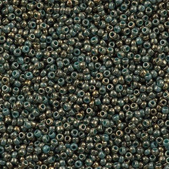 50g Toho Round Seed Bead 11/0 Gilded Marble Turquoise (1703)