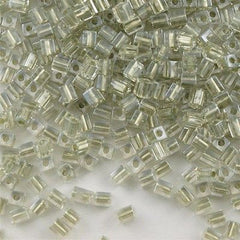 Miyuki 4mm Square Seed Bead Inside Color Lined Light Celery 19g Tube (2604)