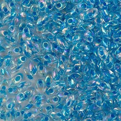 Miyuki Long Magatama Seed Bead Inside Color Lined Aqua AB 8g Tube (2149)