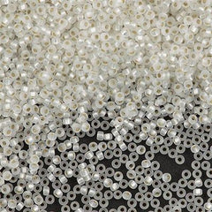 Miyuki Round Seed Bead 15/0 Matte Silver Lined Crystal 2-inch Tube (1F)
