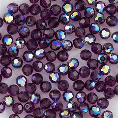 12 TRUE CRYSTAL 4mm Faceted Round Bead Amethyst AB (204 AB)