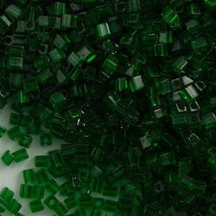 Miyuki 3mm Cube Seed Bead Transparent Green 15g SB3-146