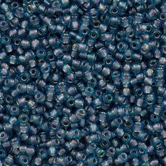 50g Toho Round Seed Beads 11/0 Aqua Inside Color Lined Lavender (277)