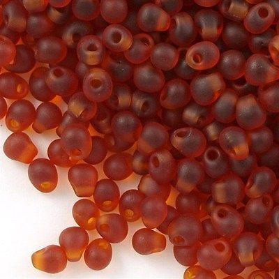 Miyuki Drop Fringe Seed Bead Matte Transparent Dark Amber 15g (134F)