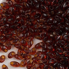 Miyuki Long Magatama Seed Bead Transparent Dark Amber 8g Tube (134)
