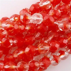 50 Czech Fire Polished 6mm Round Bead Crystal Red (96028)