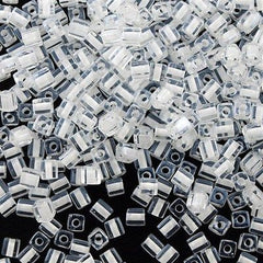 Miyuki 4mm Square Cube Seed Bead Inside Color Lined White 15g (1104)