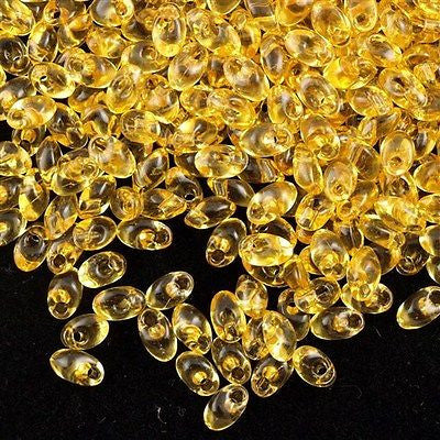 Miyuki Long Magatama Seed Bead Transparent Light Amber 15g LM-132