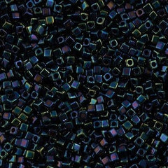 Miyuki 1.8mm Cube Seed Bead Metallic Blue AB 10g (452)