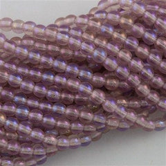 200 Czech 4mm Pressed Glass Round Beads Mid Amethyst Luster (20030LR)