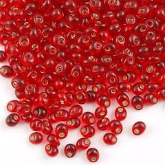 Miyuki 4mm Magatama Seed Bead Silver Lined Ruby 15g MA4-11