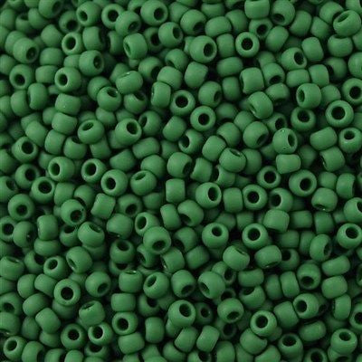 Toho Round Seed Bead 8/0 Opaque Matte Forest Green 2.5-inch tube (47HF)