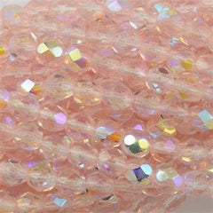 100 Czech Fire Polished 4mm Round Bead Rosaline AB (70100X)