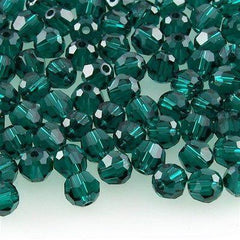 12 TRUE CRYSTAL 3mm Faceted Round Bead Emerald (205)