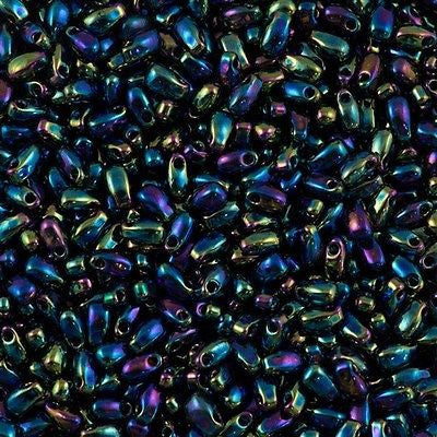 Miyuki Long Drop Seed Bead Metallic Purple Green Iris 24g Tube (455)