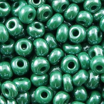 Czech Seed Bead 6/0 Opaque Dark Green Luster 1/2 Hank (58240