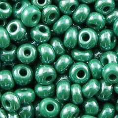 Czech Seed Bead 6/0 Opaque Dark Green Luster 1/2 Hank (58240)