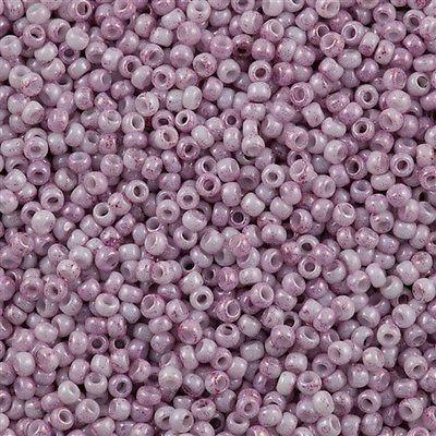 50g toho Round Seed Bead 8/0 Opaque White Pink Marbled (1200)