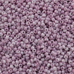 Toho Round Seed Bead 8/0 Opaque White Pink Marbled 5.5-inch tube (1200)