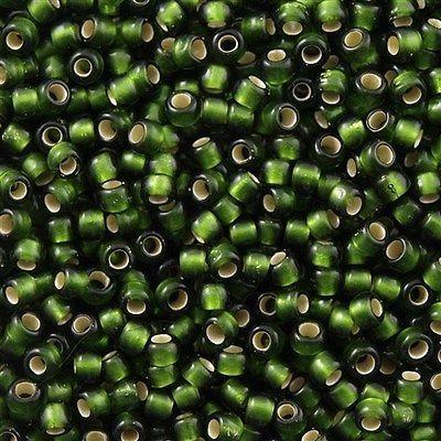 50g Toho Round Seed Beads 11/0 Silver Lined Transparent Matte Moss (37F)