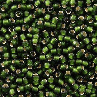 50g Toho Round Seed Beads 11/0 Silver Lined Transparent Matte Moss (37F)