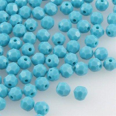 12 TRUE CRYSTAL 4mm Faceted Round Bead Turquoise (267)