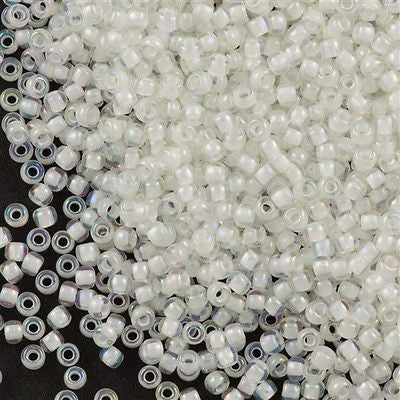 Toho Round Seed Bead 11/0 Inside Color Lined White AB 2.5-inch Tube (777)
