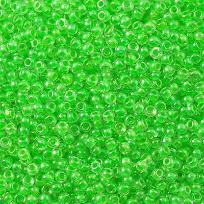 Toho Round Seed Bead 8/0 Inside Color Lined Bright Green 2.5-inch tube (805)