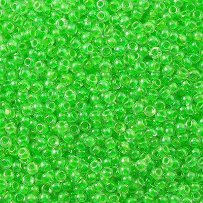50g toho Round Seed Bead 8/0 Inside Color Lined Bright Green (805)