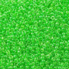 50g Toho Round Seed Bead 8/0 Inside Color Lined Bright Green (805)