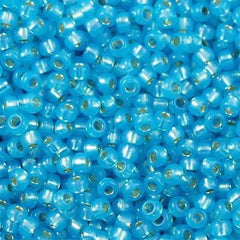 Miyuki Round Seed Bead 8/0 Silver Lined Dyed Aqua Blue 22g Tube (647)