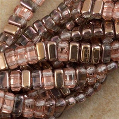 50 CzechMates 3x6mm Two Hole Brick Beads Apollo Gold (27101)