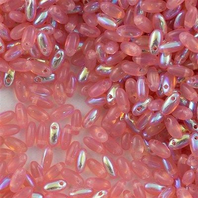 Czech Rizo 2.5x6mm Beads Milky Pink AB 15g (71010AB)