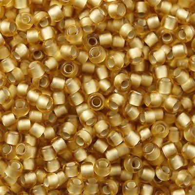 Toho Round Seed Bead 8/0 Silver Lined Transparent Matte Gold 2.5-inch tube (22F)