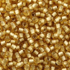 Toho Round Seed Bead 8/0 Silver Lined Transparent Matte Gold 2.5-inch tube (22F)