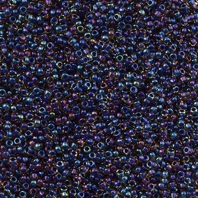 Toho Round Seed Bead 11/0 Inside Color Lined Midnight AB 19g Tube (929)