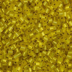 Miyuki 3mm Cube Seed Bead Matte Silver Lined Yellow 15g SB3-6F