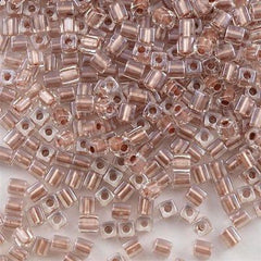 Miyuki 4mm Square Seed Bead Inside Color Lined Light Copper 19g Tube (2602)