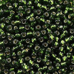 Toho Round Seed Beads 6/0 Silver Lined Transparent Moss 2.5-inch tube (37)