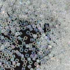 Miyuki 1.8mm Cube Seed Bead Transparent Crystal AB 8g Tube (250)