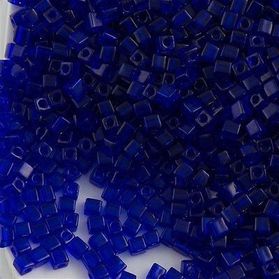 Miyuki 3mm Cube Seed Bead Transparent Cobalt 19g Tube (151)