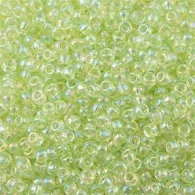 Toho Round Seed Bead 11/0 Transparent Lime Mist AB 2.5-inch Tube (173)