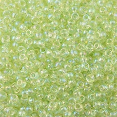 Toho Round Seed Bead 11/0 Transparent Lime Mist AB 2.5-inch Tube (173)