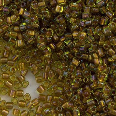 Miyuki Triangle Seed Bead 10/0 Topaz Lined Green 24g Tube (1817)