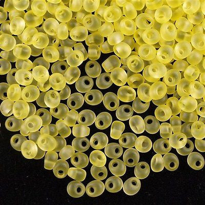 Miyuki 4mm Magatama Seed Bead Transparent Matte Pale Yellow 23g Tube (2101F)