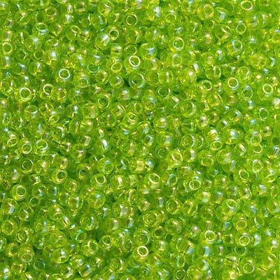 Toho Round Seed Bead 11/0 Transparent Lime Green AB 19g Tube (164)