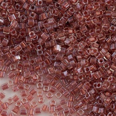 rose quartz seed beads Miyuki 1.8mm Cube Seed Bead Inside Color Lined Dusty Rose Luster 8g Tube (2601)
