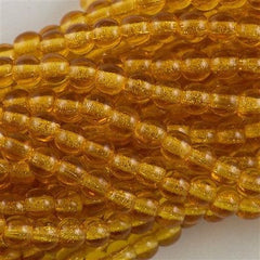 200 Czech 3mm Pressed Glass Round Beads Dark Topaz (10090)