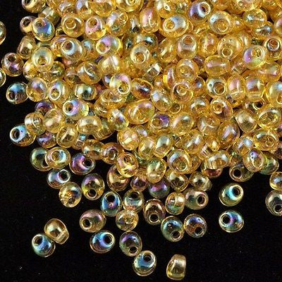 Miyuki 4mm Magatama Seed Bead Transparent Light Amber AB 23g Tube (132R)