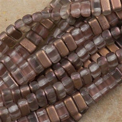 50 CzechMates 3x6mm Two Hole Brick Beads Matte Apollo Gold BR-27171